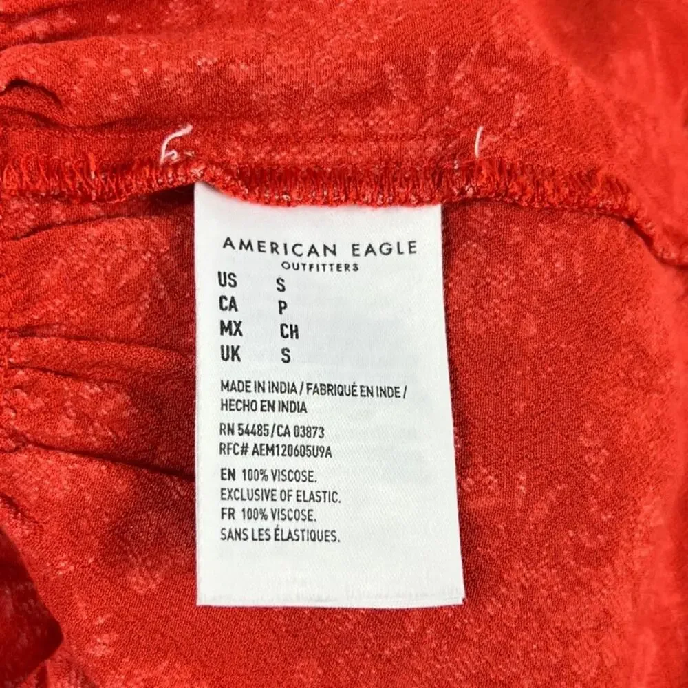 American Eagle Red Floral Ruffle Wrap Dress Size Small - Picture 5 of 6